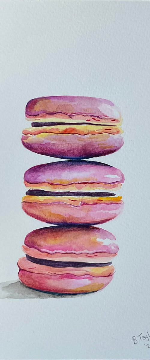 Macarons watercolour painting by Bethany Taylor