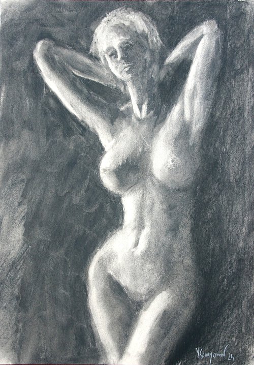 Female Figure 48 Charcoal Sketch by Juri Semjonov