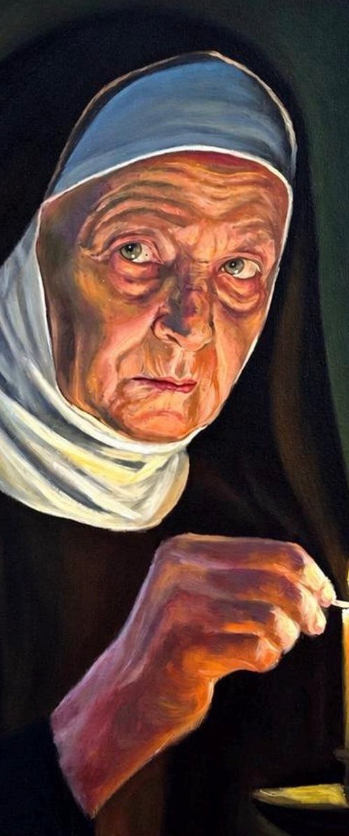 Original oil painting of Nun by Mariia Bashtova
