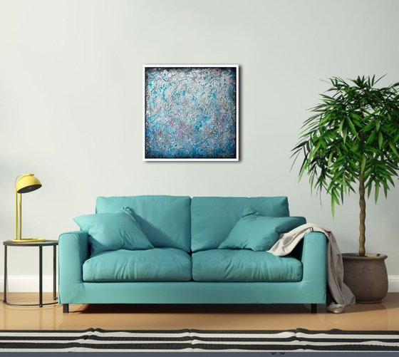 TURQUOISE DREAM (Heavy texture Palette knife Original Abstract Painting)