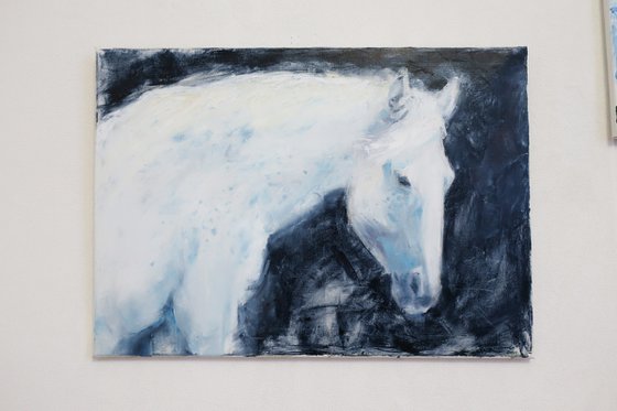 Oil painting White horse