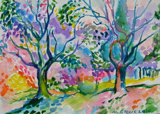 A walk with Matisse - watercolours