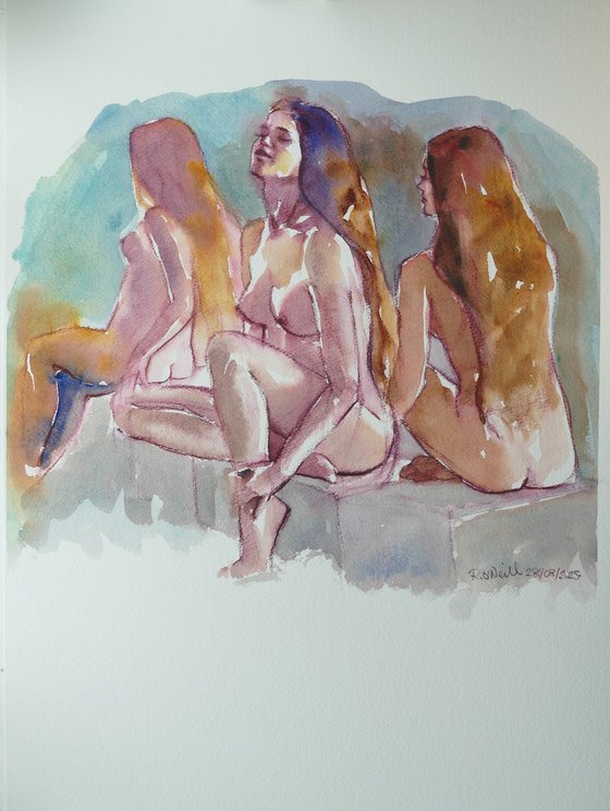 seated nude 3 poses