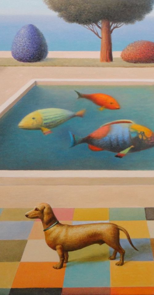 Dog in a Garden 17"x21" 2015 by Evgeni Gordiets