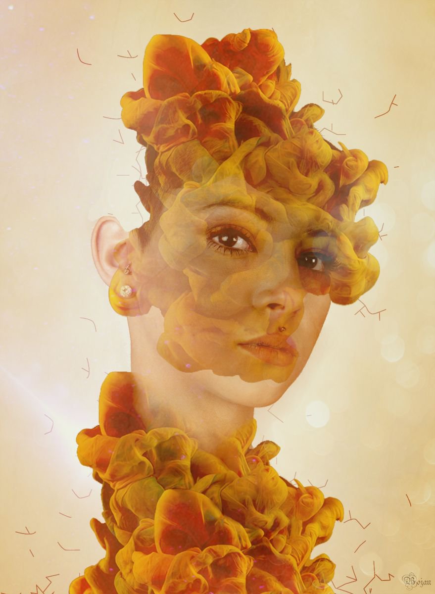 Illustrative Portrait Photograph By Bojan Jevtic, 29 X 39, Orange Baby, Original Artwork