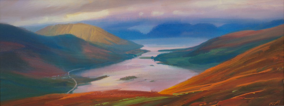 Impressionistic Landscape Acrylic Painting By Kevan Mcginty, 44 X 22", Loch Leven, Original Artwork