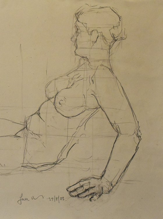 STUDY OF A FEMALE NUDE - LIFE DRAWING NO 616