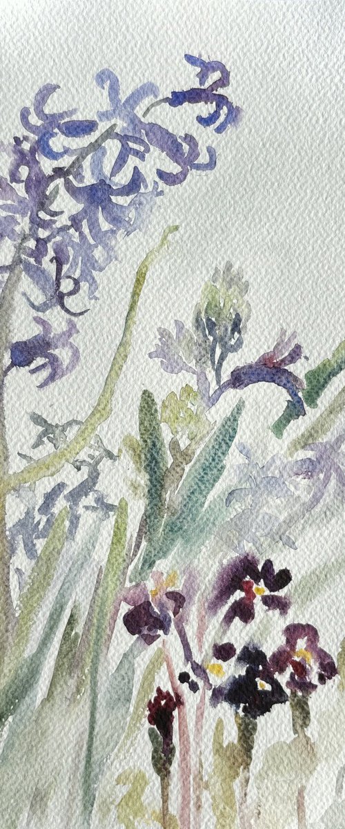 Hyacinth and primroses by Elena Lykhodid