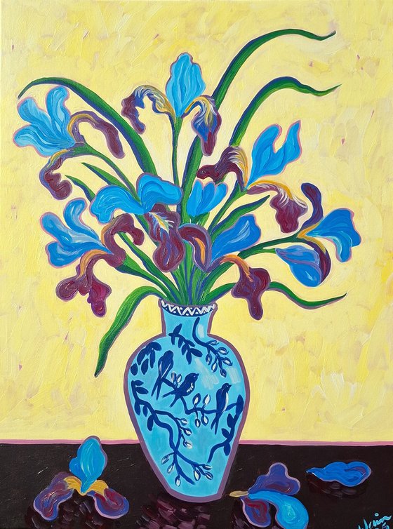 Irises in a Chinese Vase 8