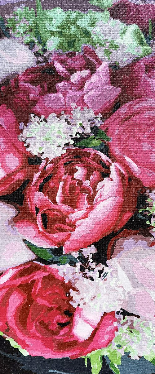 Burgundy and pink peonies by BAST