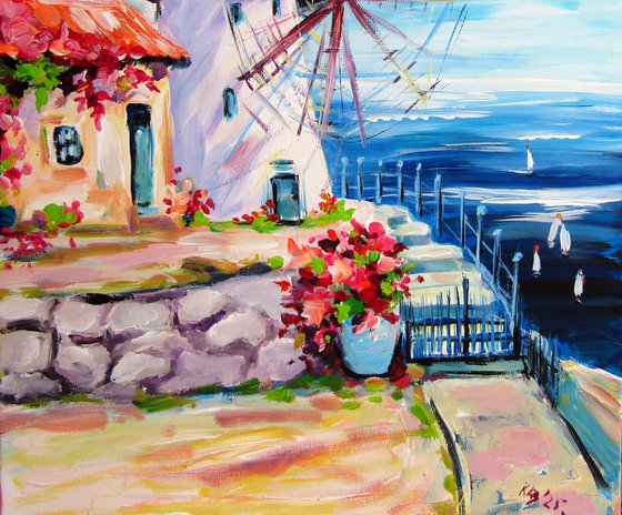 Seascape with mill