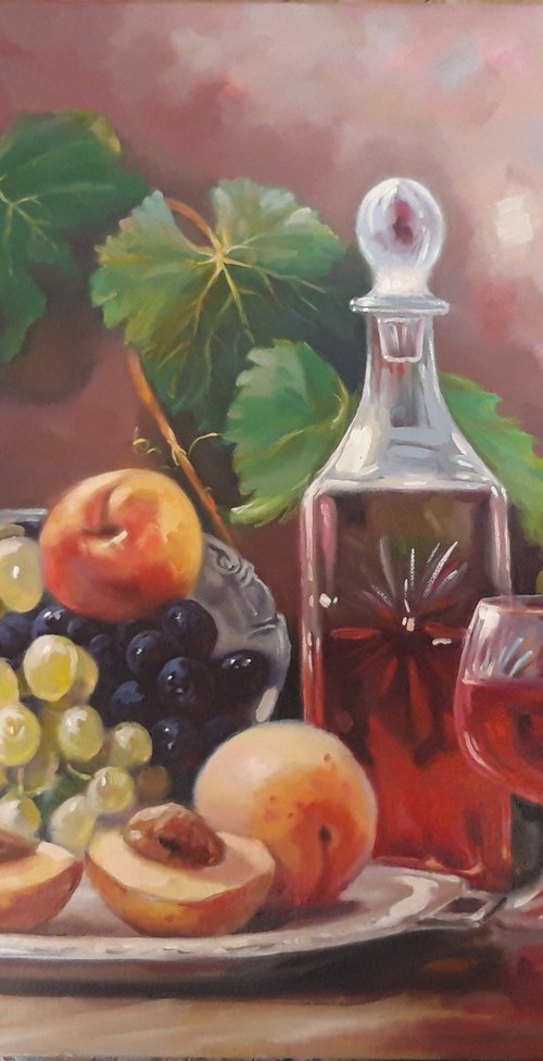 Still life - fruits (40x50cm, oil painting, ready to hang) by Tigran Araqelyan