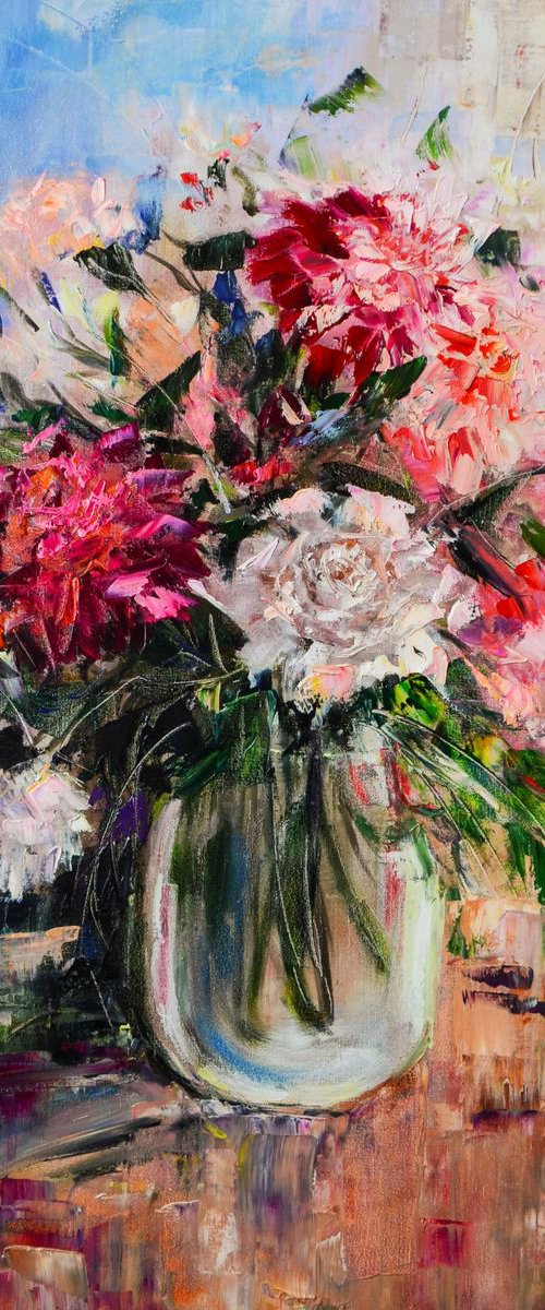 Original oil painting '' Peonies'' by Oleg Panchuk