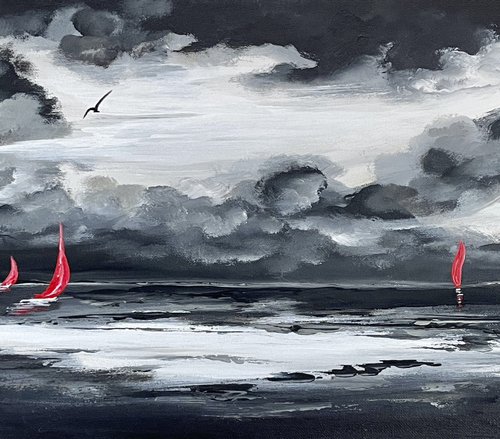 Black and White Seascape by Marja Brown