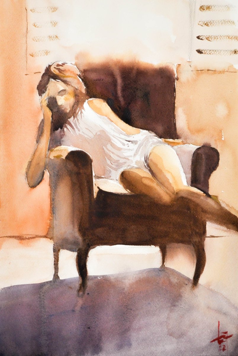 Woman in armchair by Flavio Furlan