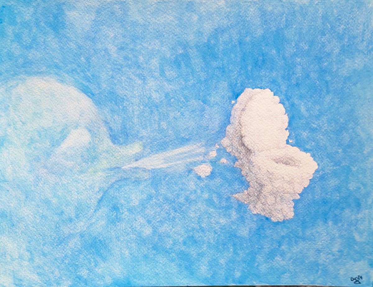 Surrealistic Landscape Painting By Andromachi Giannopoulou, 13 X 9, Toilet Cloud Dream, Original Artwork