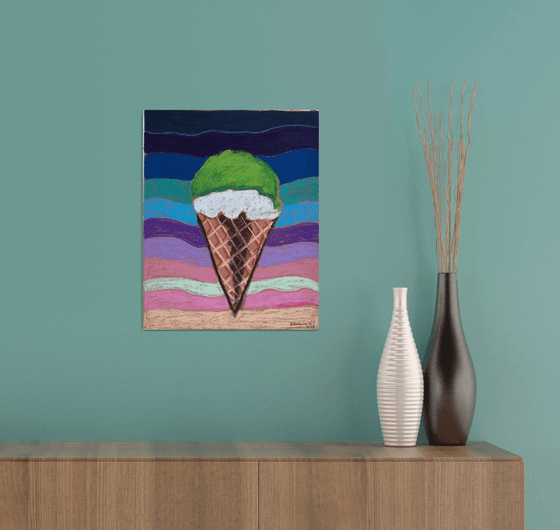 Two flavor ice cream cone