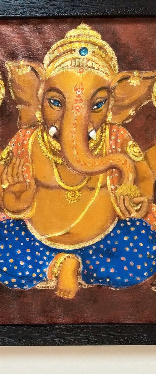 Lord Ganesh with blue eyes by Asha Shenoy