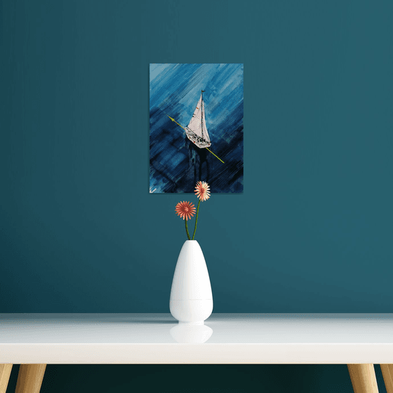 Sailboat painting. Seascape