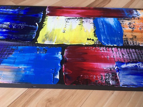 "Integration" - FREE USA SHIPPING + Save As A Series - Original PMS Abstract Triptych Oil Paintings On Wood - 33" x 20"