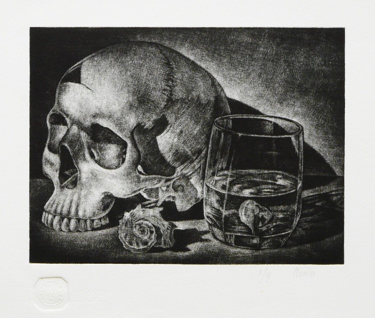 Graphic Etchings & Engravings , Still Life With A Skull By Sergei Monin, 9 X 7, Artwork For Sale On Artfinder