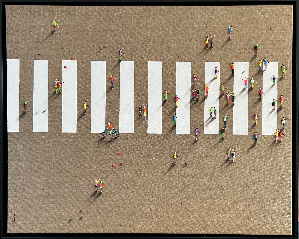 Abstract Portrait Acrylic Painting By Eka Peradze, 41 X 33, Freedom Crosswalk Eka Peradze, Original Artwork