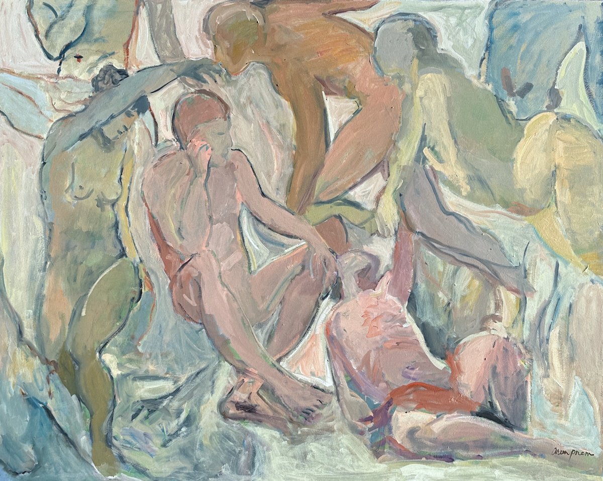 Expressive Abstract Oil Painting By Arun Prem, 60 X 48, Dreamstates, Original Artwork