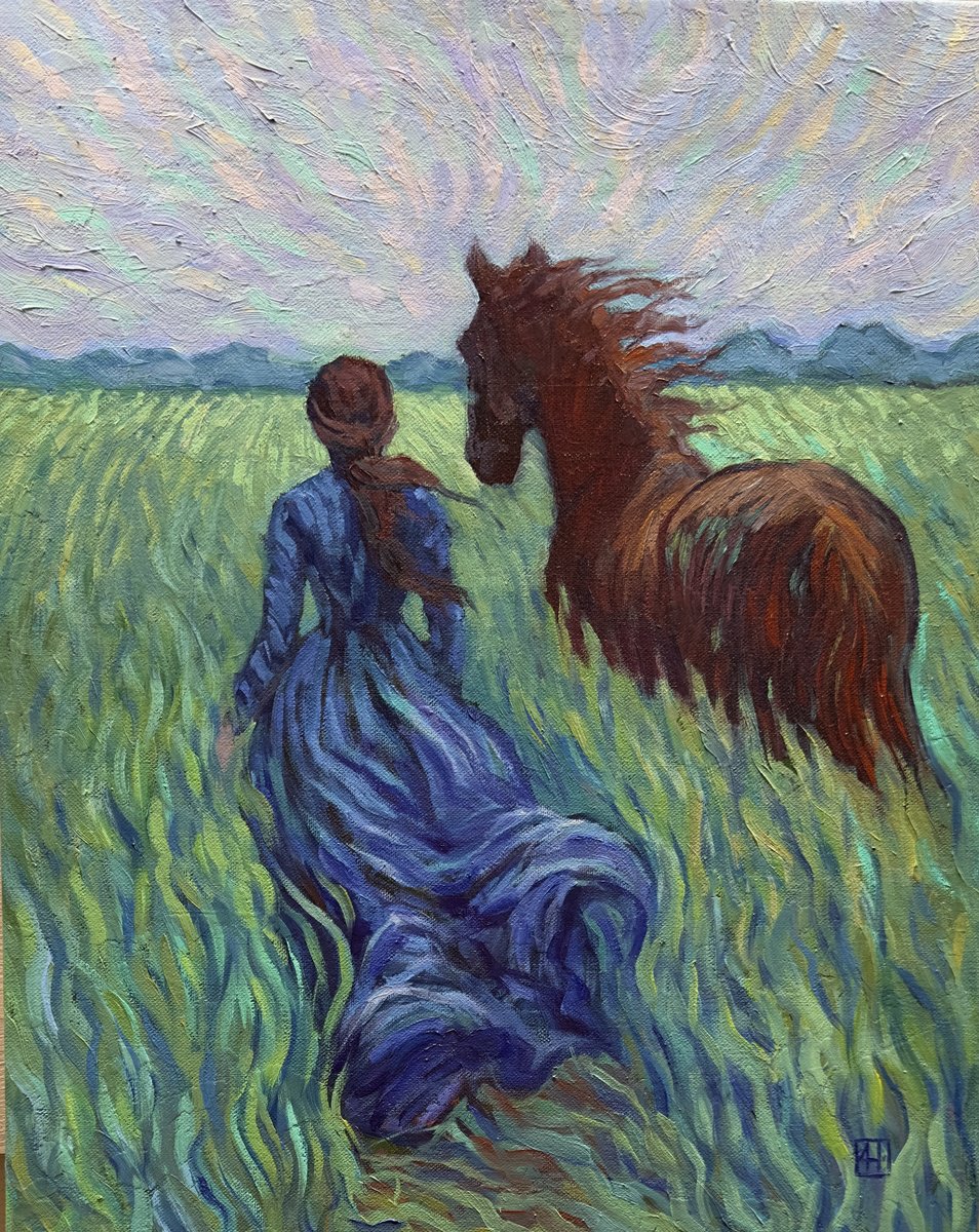 Impressionistic Landscape Oil Painting By Nataliia Zaharuk, 13 X 16", Into The Whispering Field, Original Artwork