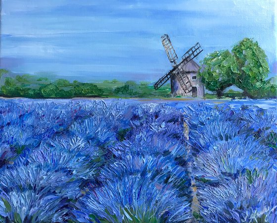 Provence Lavender Field landscape oil painting 22x28cm