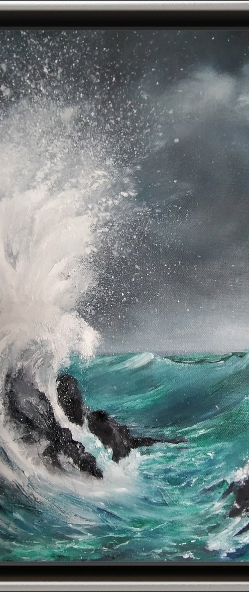 Stormy Sea; original Seascape oil on canvas by Nella Alao