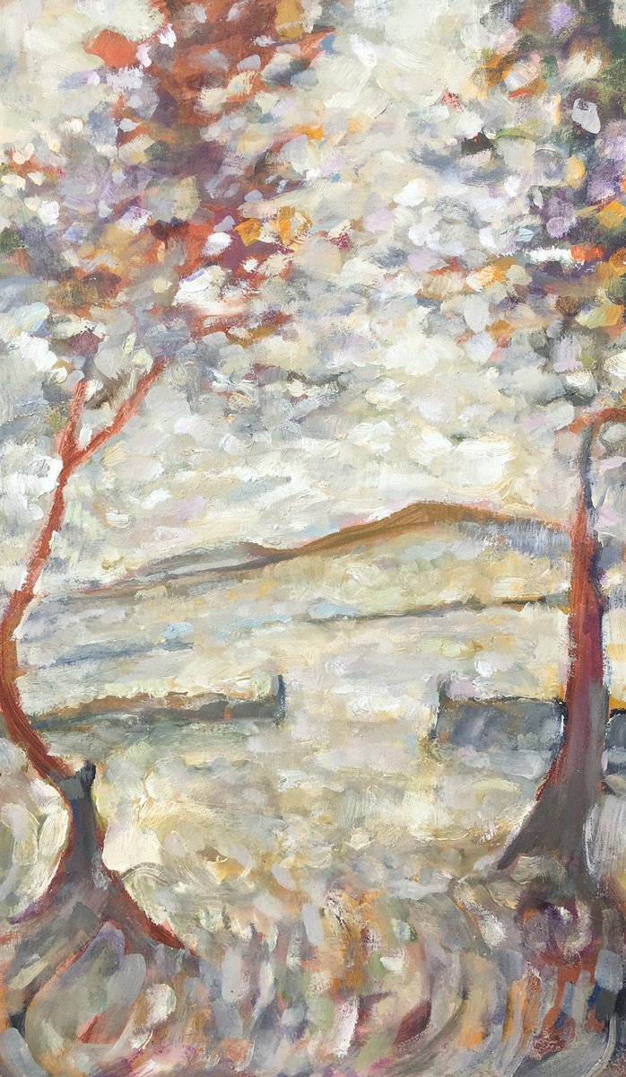 Impressionistic Landscape Oil Painting By Guy Pickford, 12 X 22, Whole New Worlds, Original Artwork