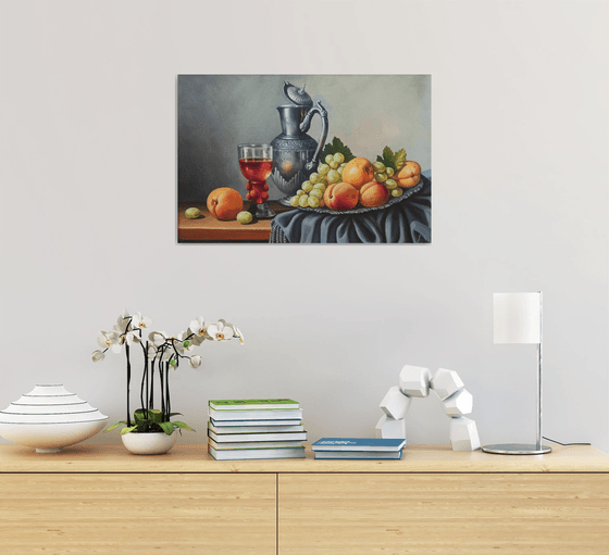 Still life with Armenian fruits (40x60cm, oil painting, ready to hang)