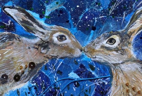 Hares under the moon