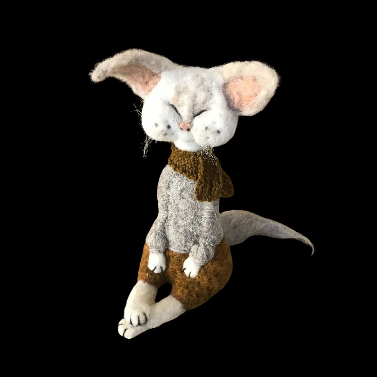 Expressive Animal Sculpture By Eleanor Gabriel, 4 X 11, Mrs White, Original Artwork