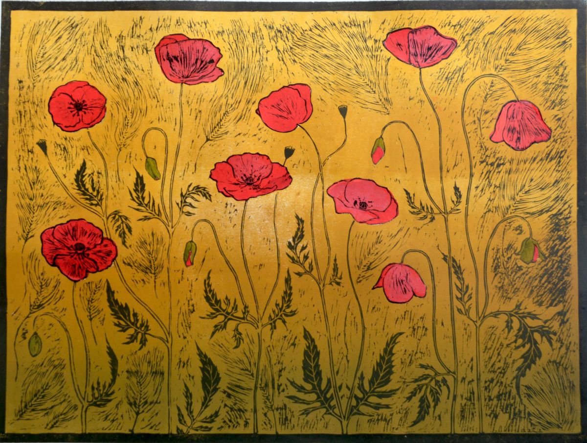 Poppies in Gold by Tricia Newell
