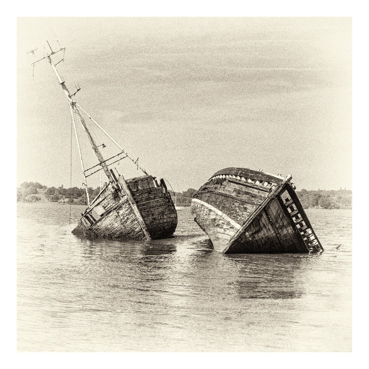 Pin Mill Wreck X2 (B&W) by Michael McHugh