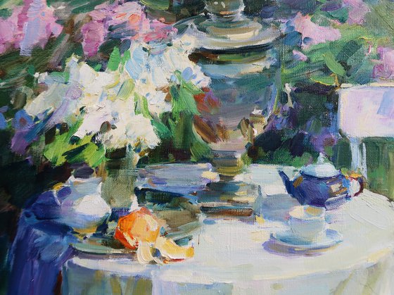 Still Life with Tea and Lilacs