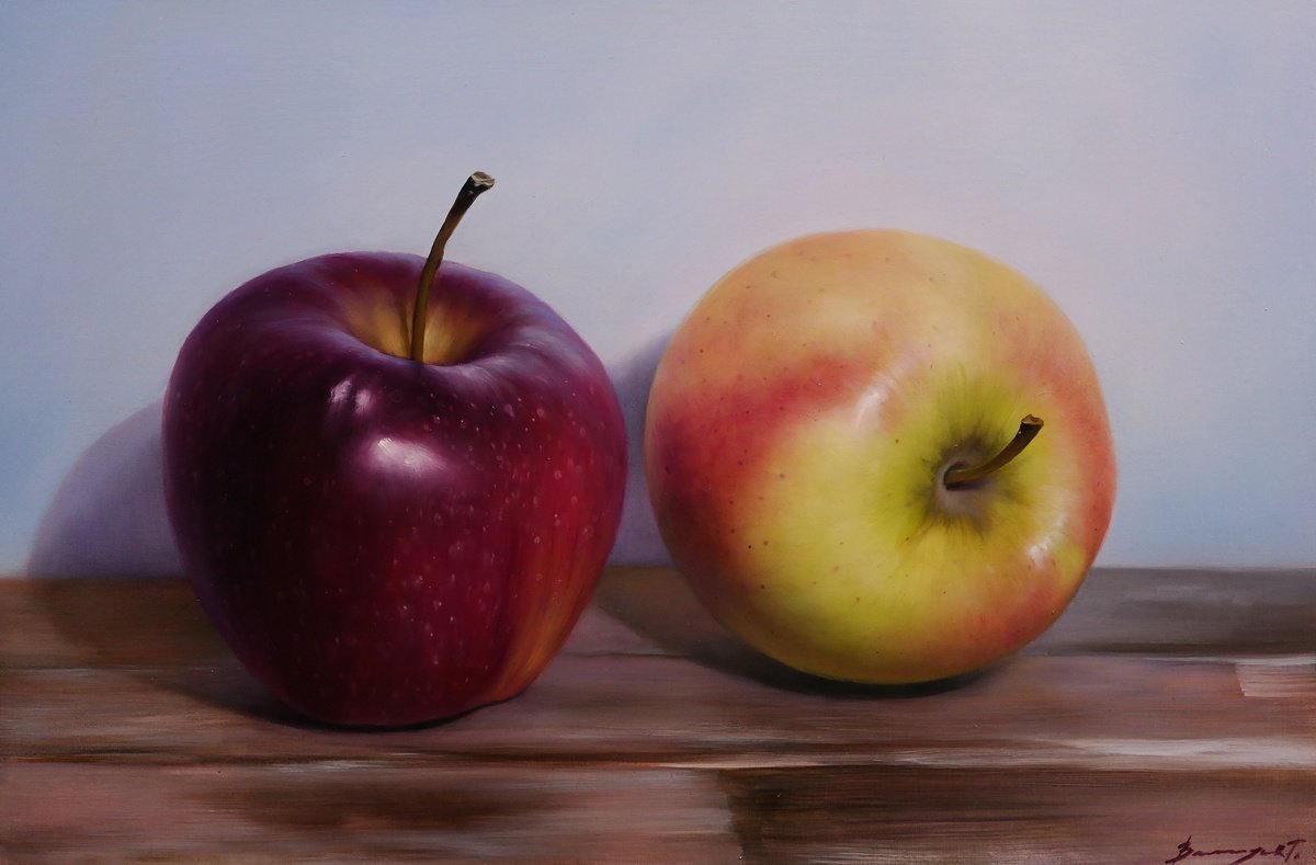 Photorealistic Still Life Oil Painting By Gennady Vylusk, 24 X 16, Duet, Original Artwork