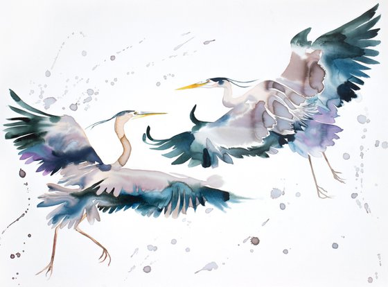 Herons in Flight No. 8