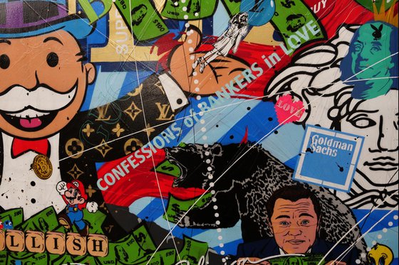 Send It To The Moon 250cm x 150cm Monopoly Man Textured Urban Pop Art