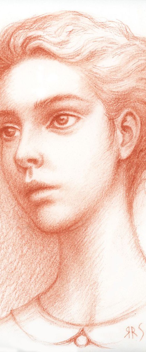 Study of a Beautiful Young Woman Head Drawing by Yaroslav Sobol by Yaroslav Sobol