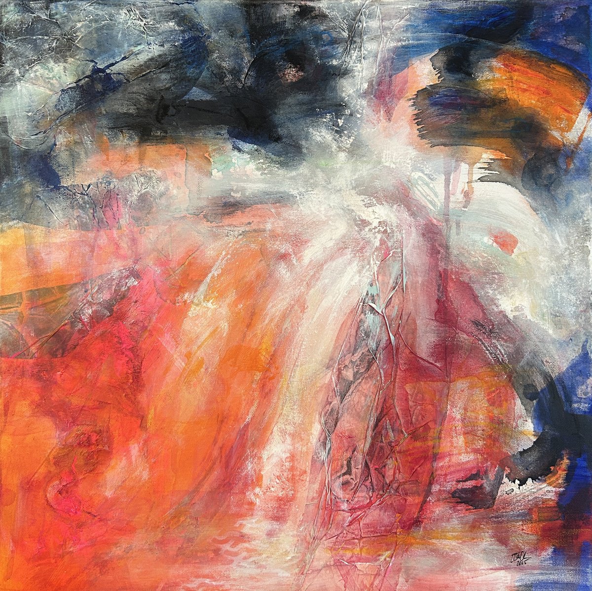 Organic Abstract Painting By Katja Wittmer, 21 X 21", Eruption, Original Artwork