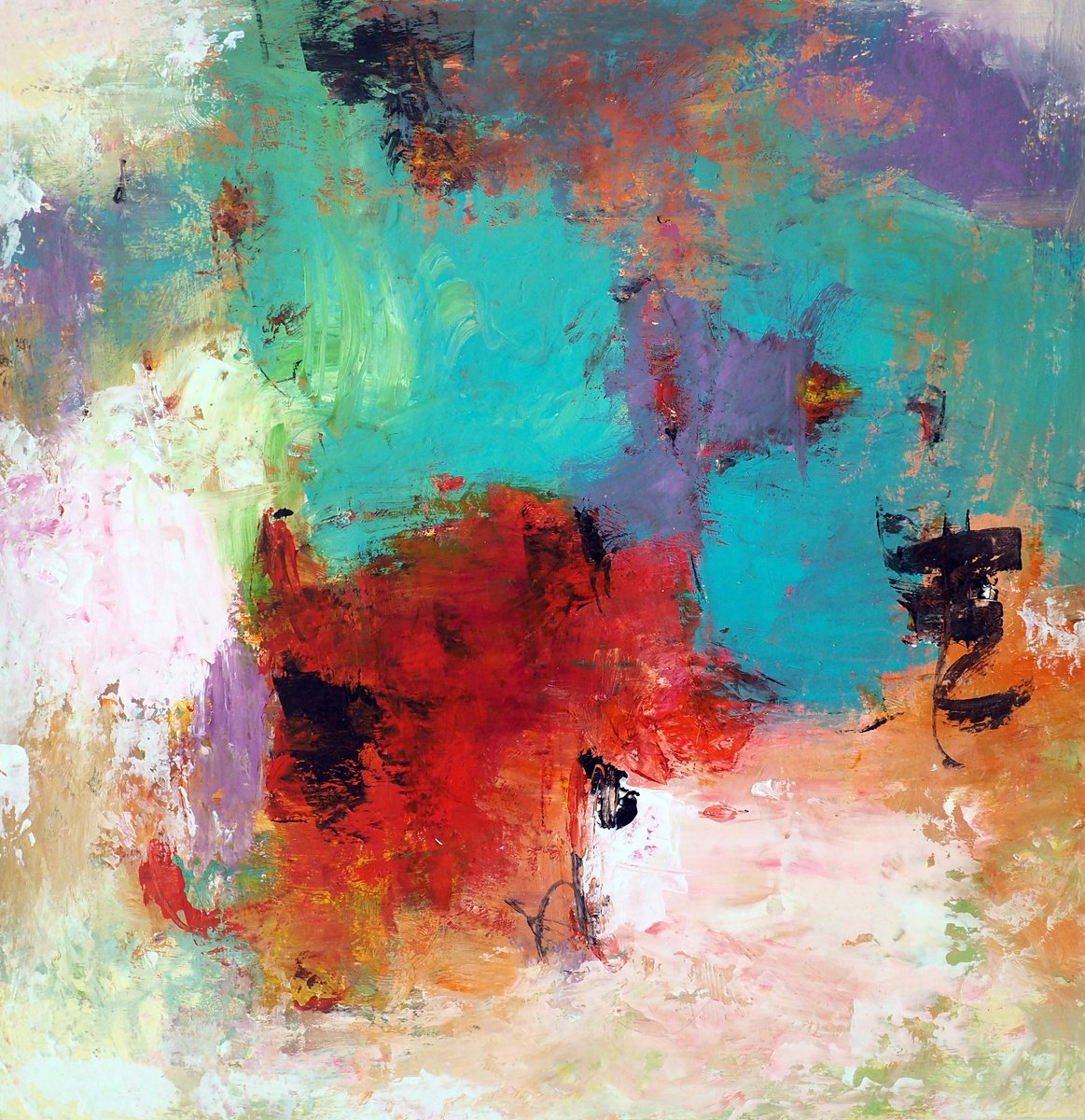 Abstract Acrylic Painting By Davina Nicholas, 24 X 24, Labyrinth, Original Artwork