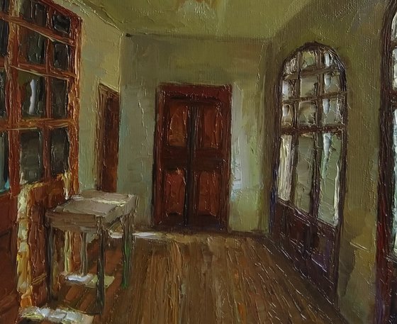 In a sunny room (25x35cm, oil painting, impressionistic)