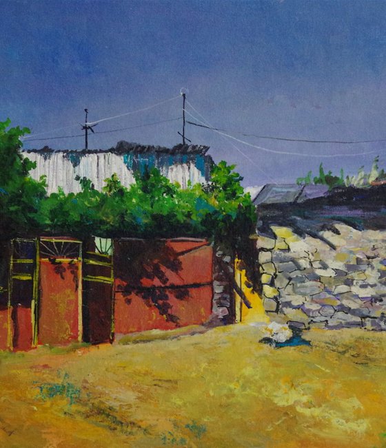 Village Original oil Painting, Realism, Handmade paintingSigned, One of a Kind