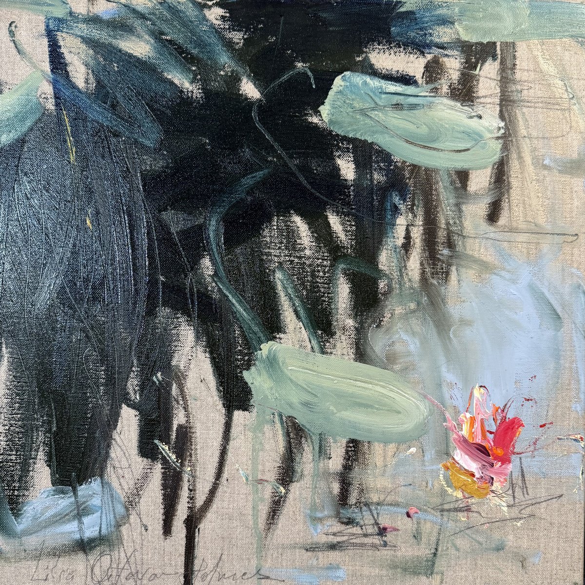 Expressive Abstract Oil Painting By Lilia Orlova-Holmes, 16 X 16", Dream, Original Artwork