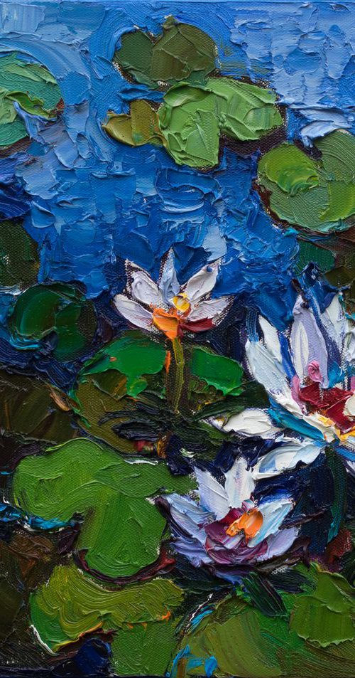 Water lilies Original Oil painting by Anastasiia Valiulina