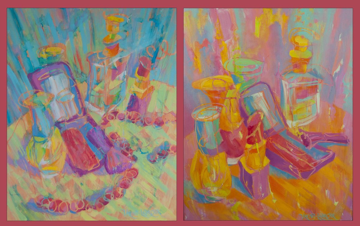 Expressive Still Life Painting By Gina Valenti-Lazarchik, 32 X 20, Be-You-T-Ful#4, Original Artwork