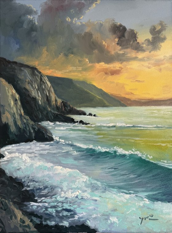 Golden Dusk at Sea