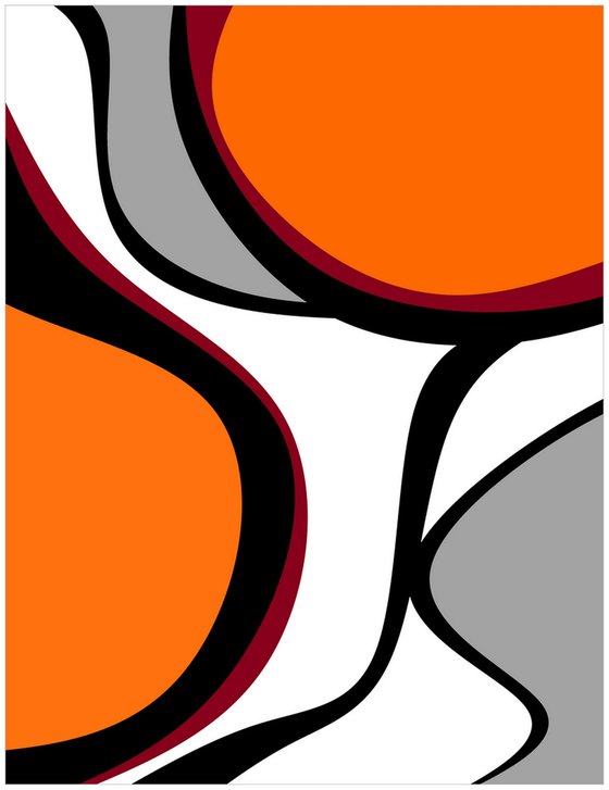 Abstraction artwork orange colored orang-gray-white-black